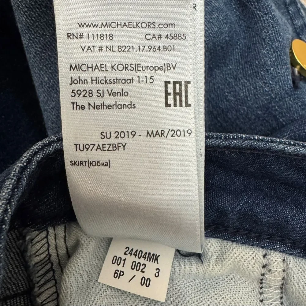 Michael Kors Sailor Denim Mini Skirt Gold Buttons Size 6P